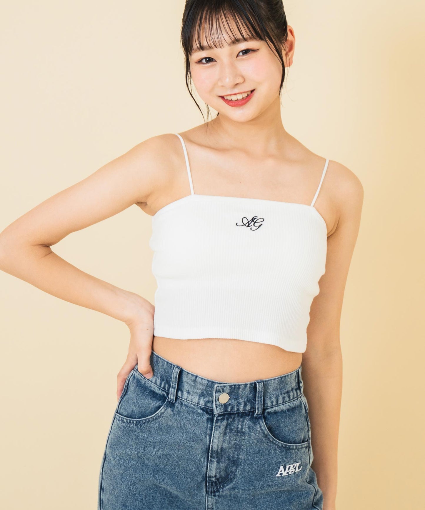 刺繍 キャミソール パッド入り【キッズお揃い】 913-7676