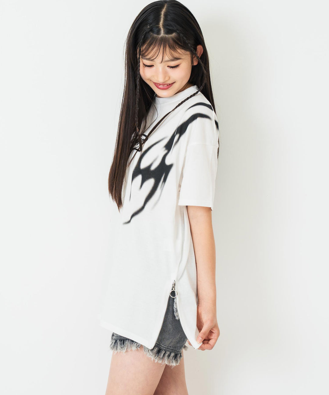 ANAPR+S サイドジップ デザイン Tシャツ【キッズお揃い】【ユニセックス】 913-7682