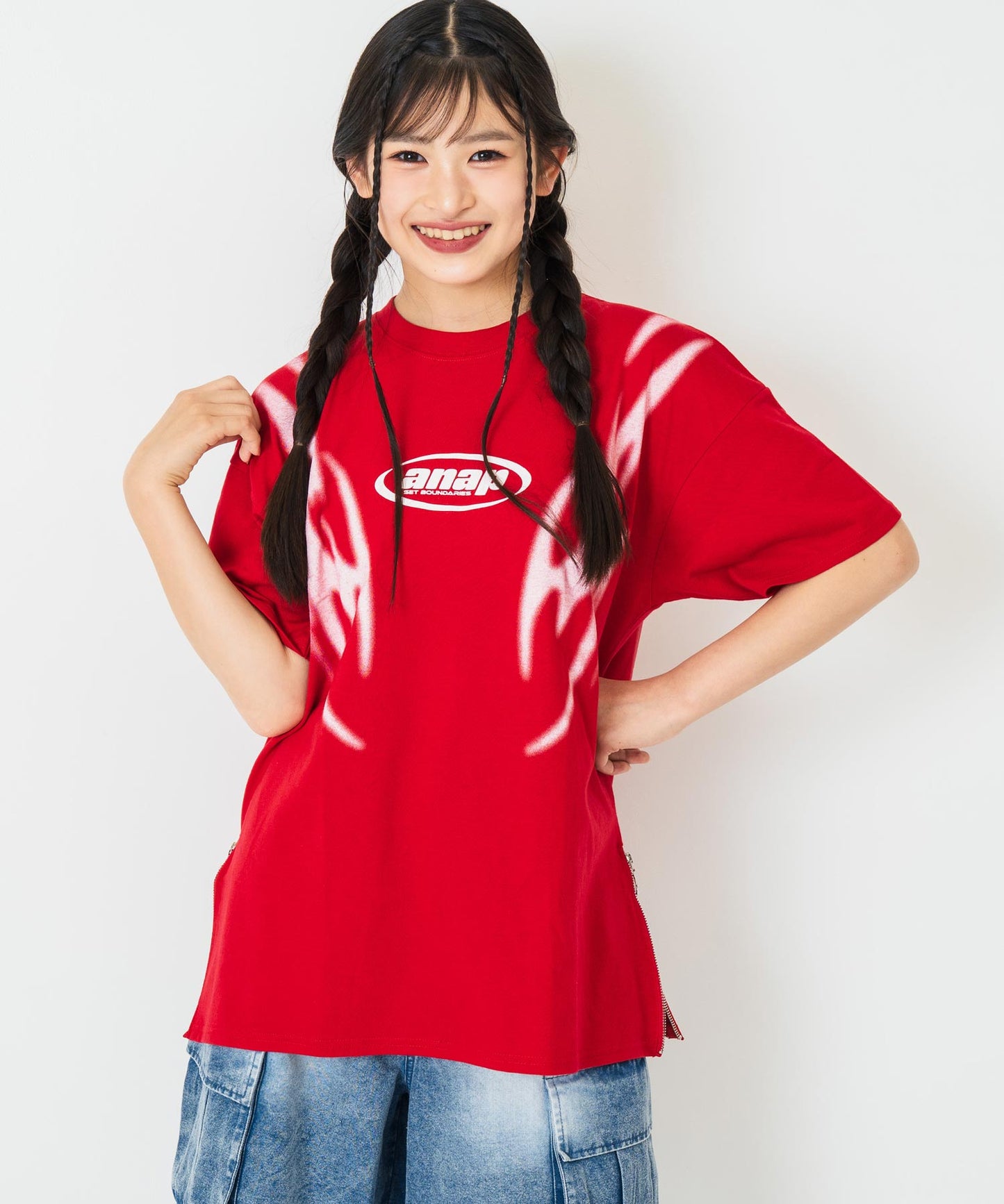 ANAPR+S サイドジップ デザイン Tシャツ【キッズお揃い】【ユニセックス】 913-7682