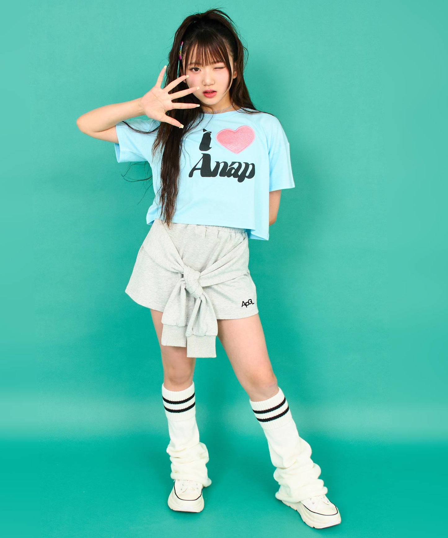 ILOVE ANAP  クロップド Tシャツ【キッズお揃い】 913-7700