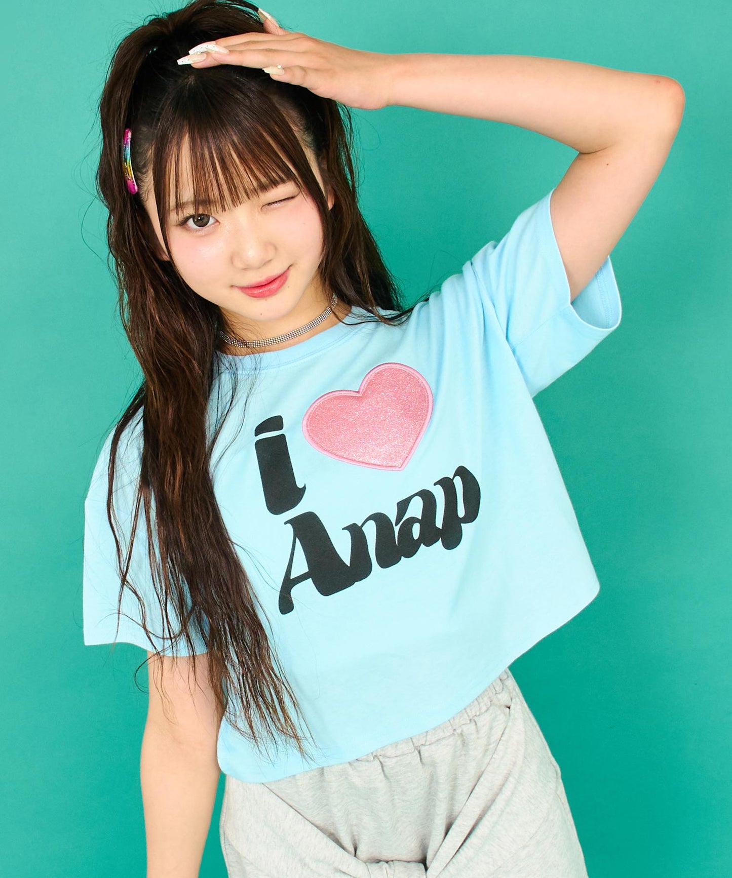 ILOVE ANAP  クロップド Tシャツ【キッズお揃い】 913-7700