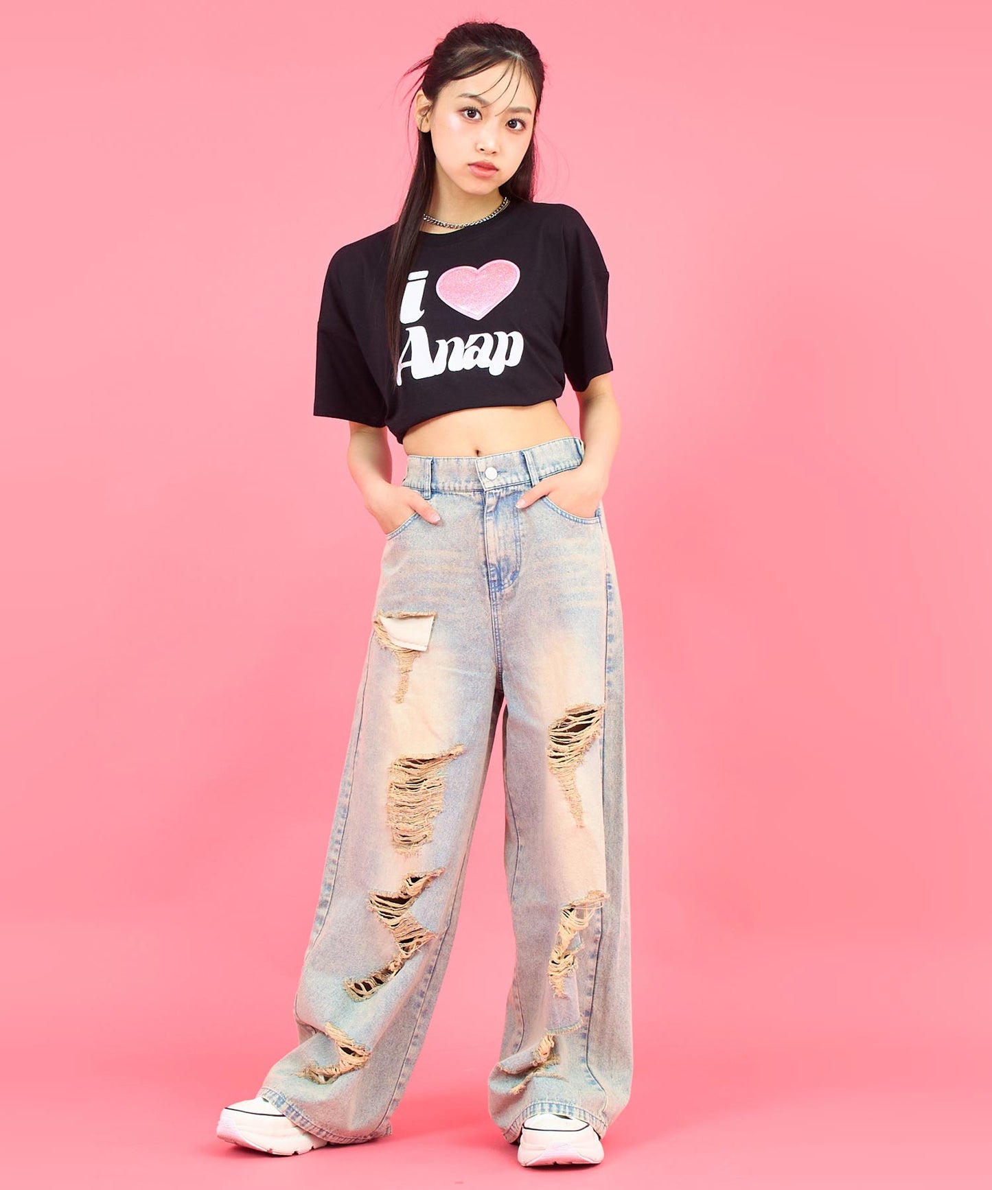 ILOVE ANAP  クロップド Tシャツ【キッズお揃い】 913-7700
