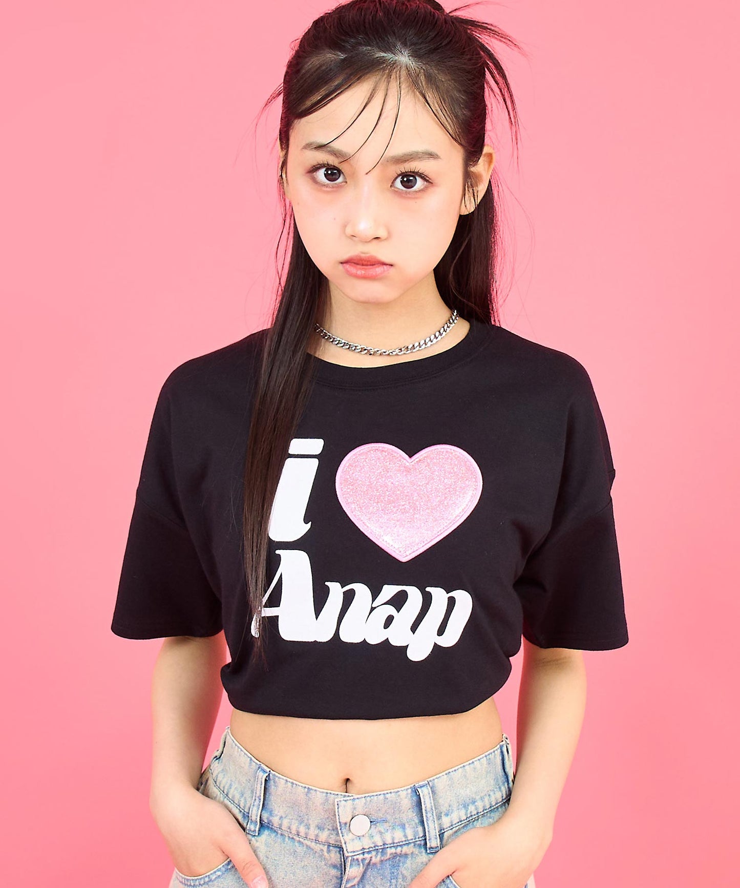ILOVE ANAP  クロップド Tシャツ【キッズお揃い】 913-7700