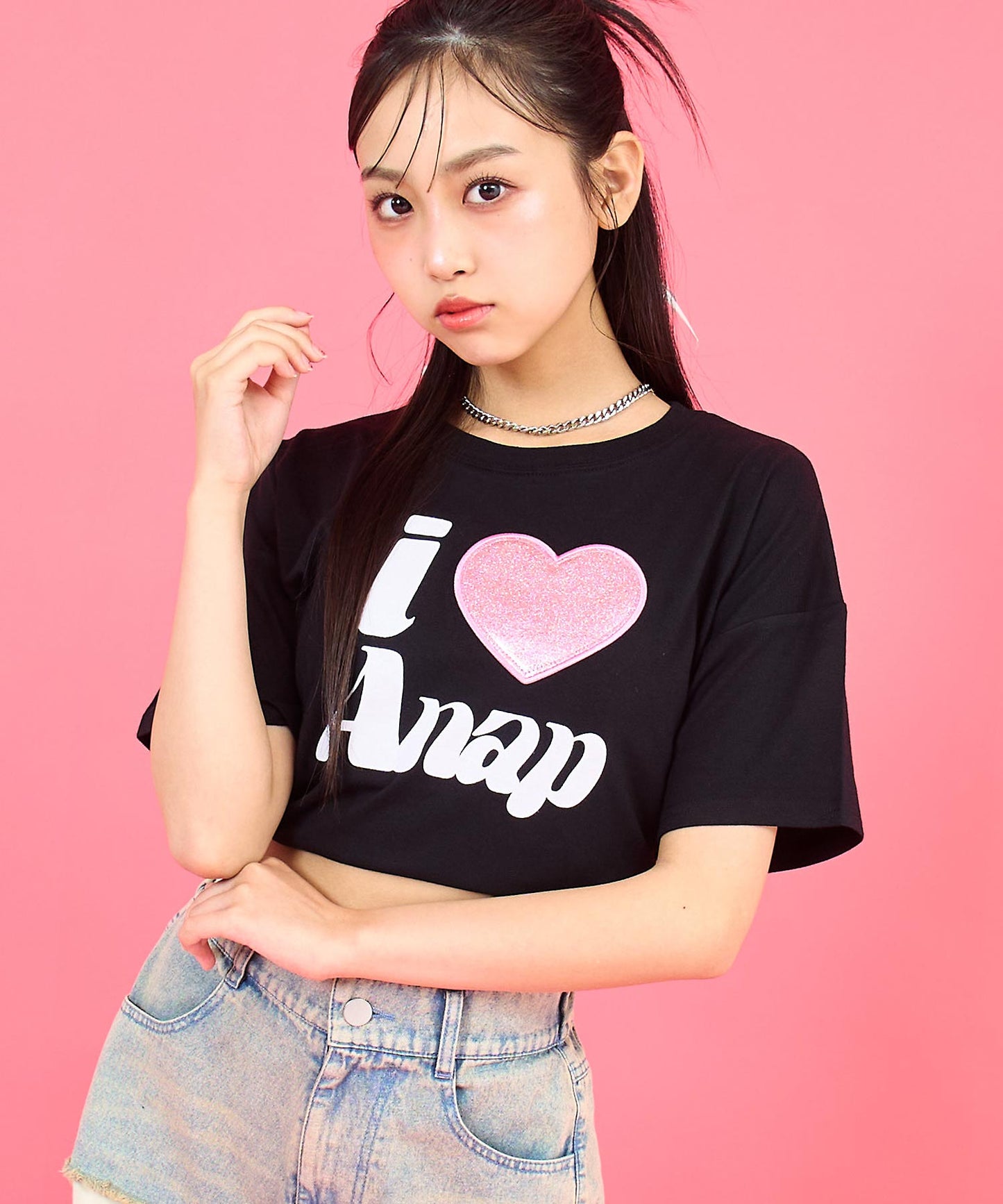 ILOVE ANAP  クロップド Tシャツ【キッズお揃い】 913-7700