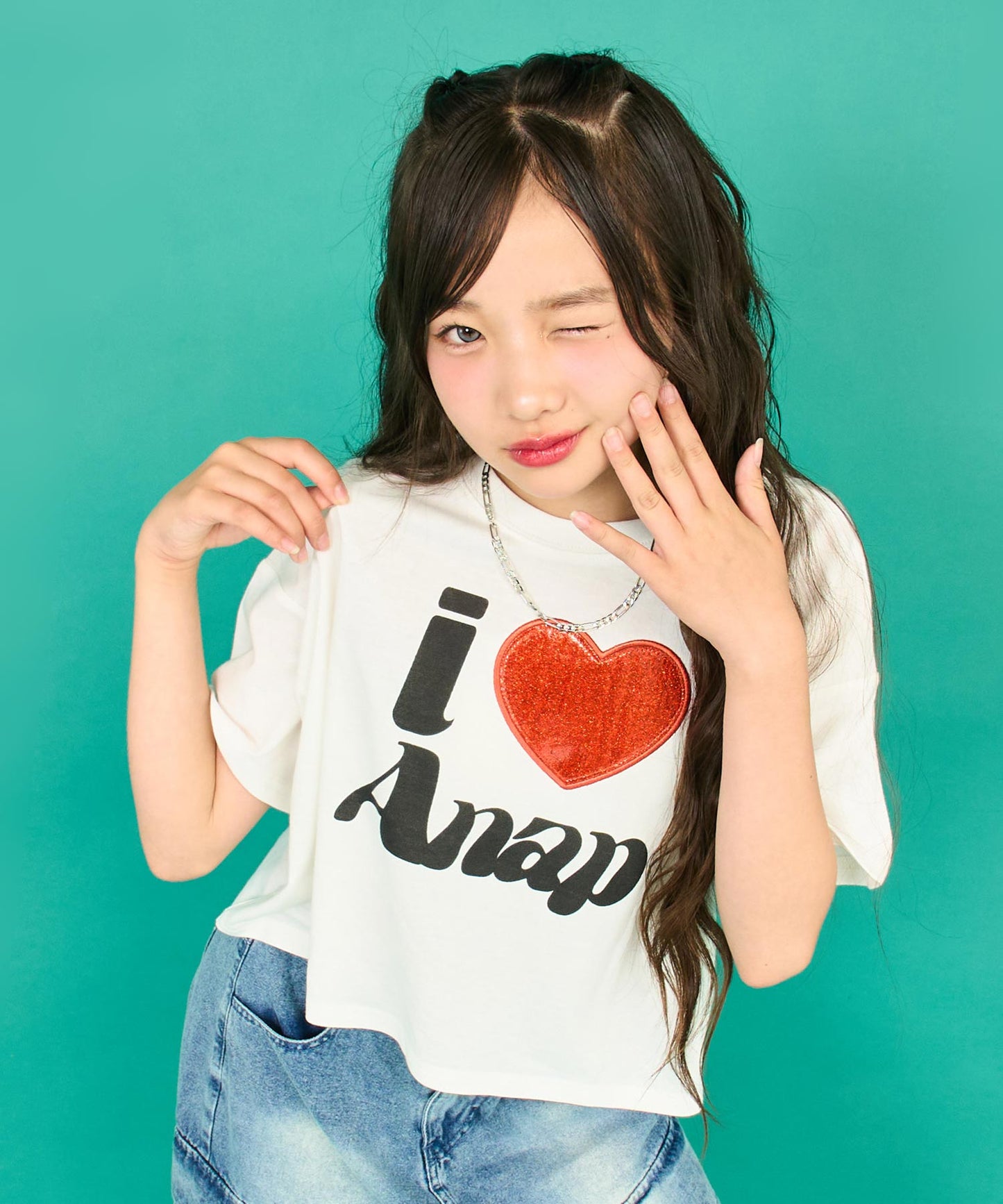 ILOVE ANAP  クロップド Tシャツ【キッズお揃い】 913-7700