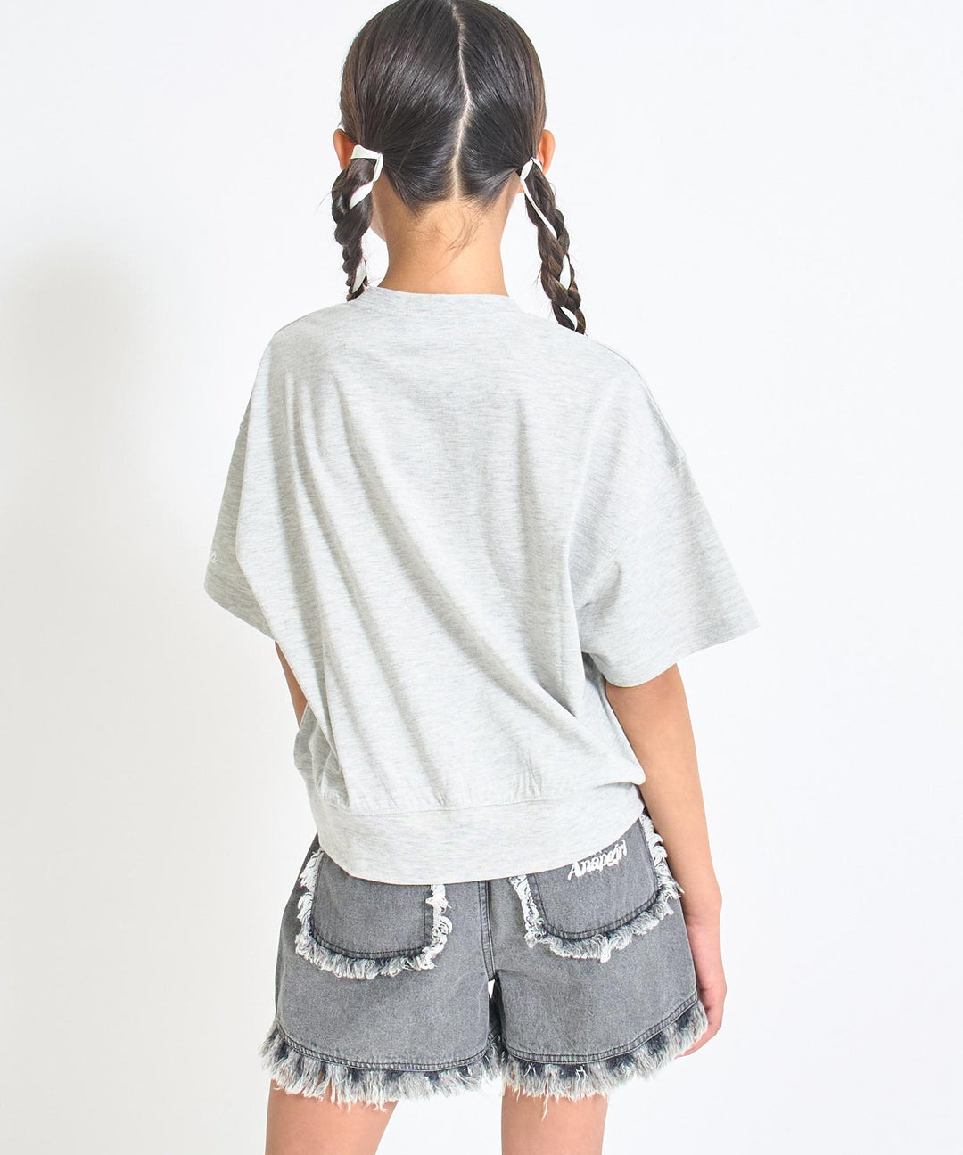 カレッジ フラワー スプレー クロップド Tシャツ 【キッズお揃い】 913-7713