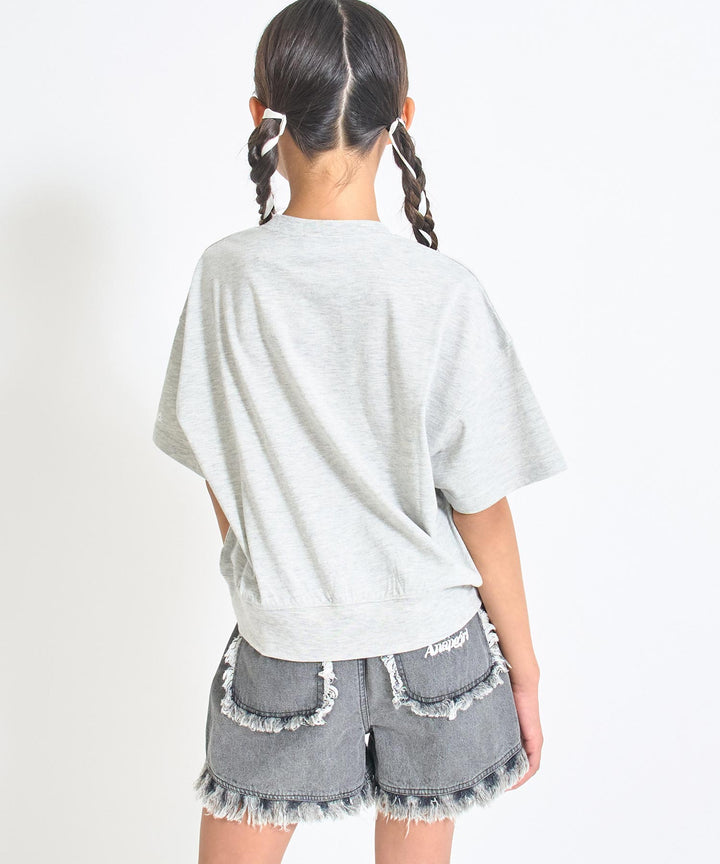カレッジ フラワー スプレー クロップド Tシャツ 【キッズお揃い】 913-7713