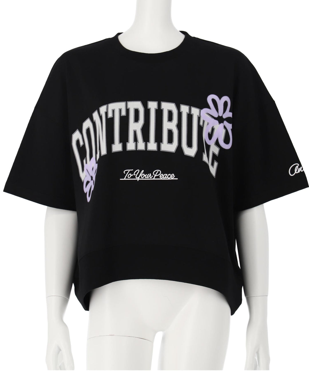カレッジ フラワー スプレー クロップド Tシャツ 【キッズお揃い】 913-7713