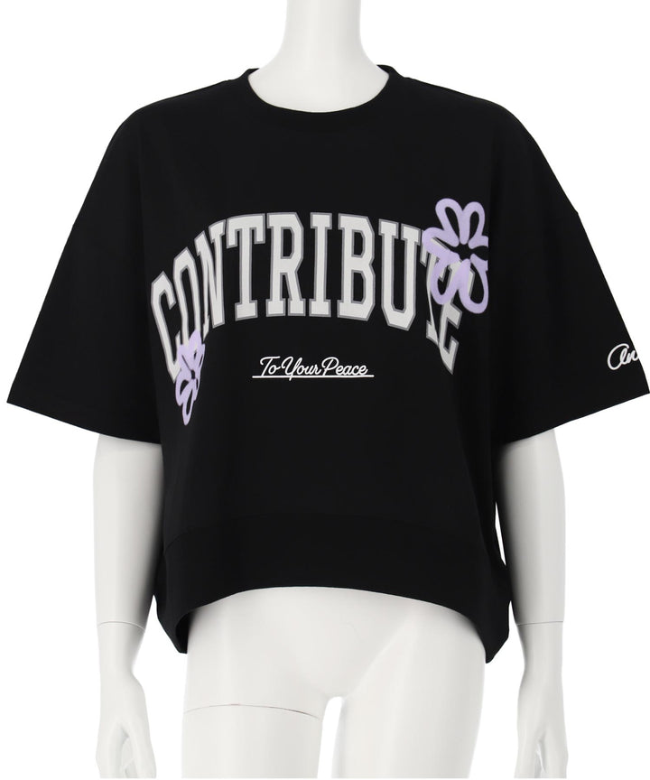 カレッジ フラワー スプレー クロップド Tシャツ 【キッズお揃い】 913-7713