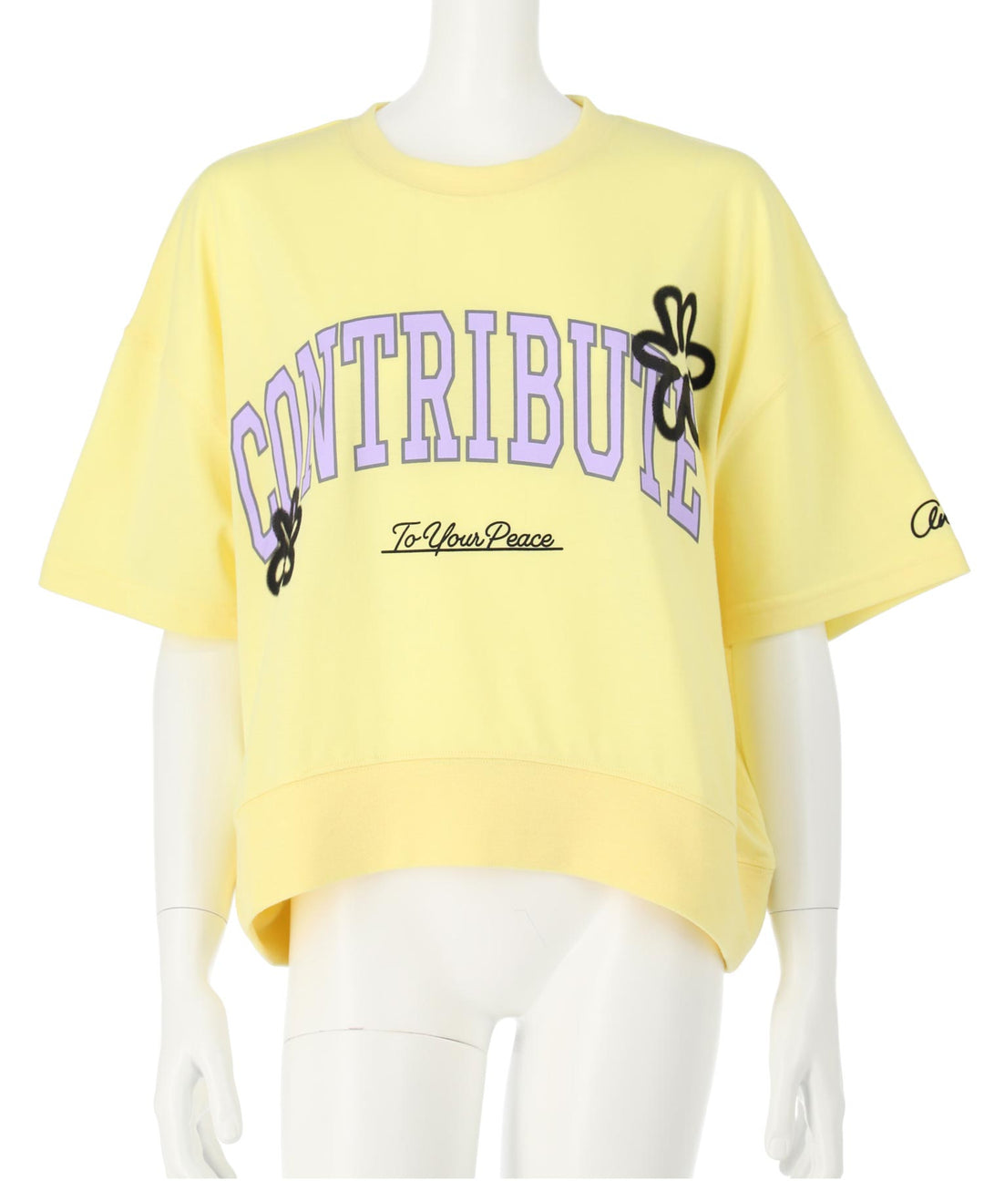 カレッジ フラワー スプレー クロップド Tシャツ 【キッズお揃い】 913-7713