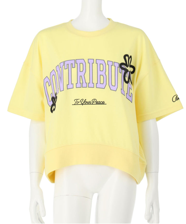 カレッジ フラワー スプレー クロップド Tシャツ 【キッズお揃い】 913-7713