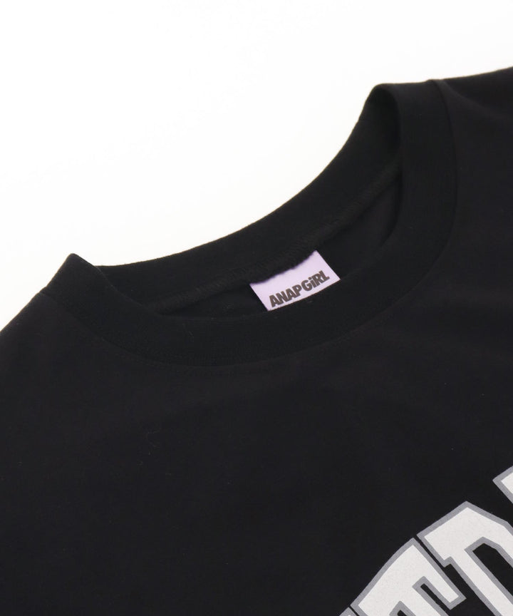 カレッジ フラワー スプレー クロップド Tシャツ 【キッズお揃い】 913-7713