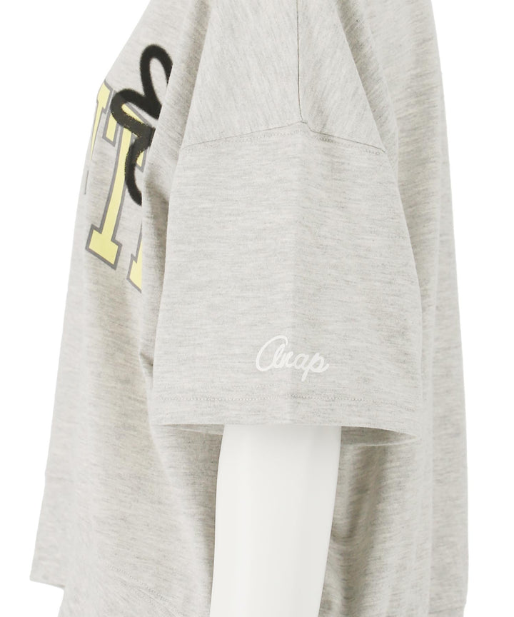 カレッジ フラワー スプレー クロップド Tシャツ 【キッズお揃い】 913-7713
