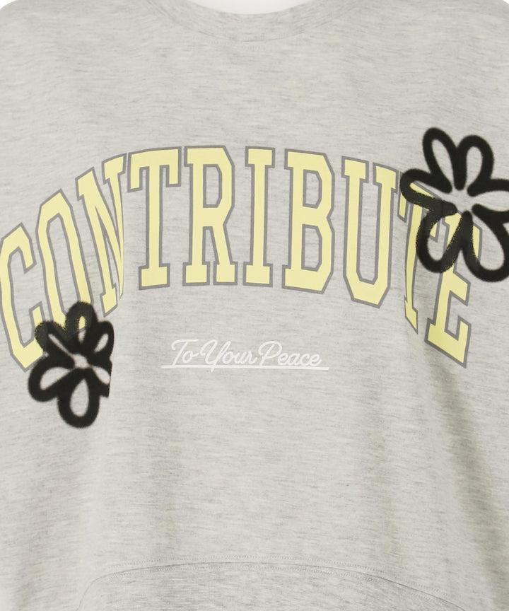 カレッジ フラワー スプレー クロップド Tシャツ 【キッズお揃い】 913-7713