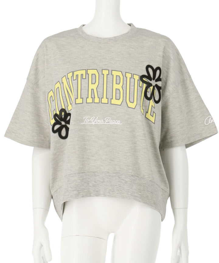 カレッジ フラワー スプレー クロップド Tシャツ 【キッズお揃い】 913-7713