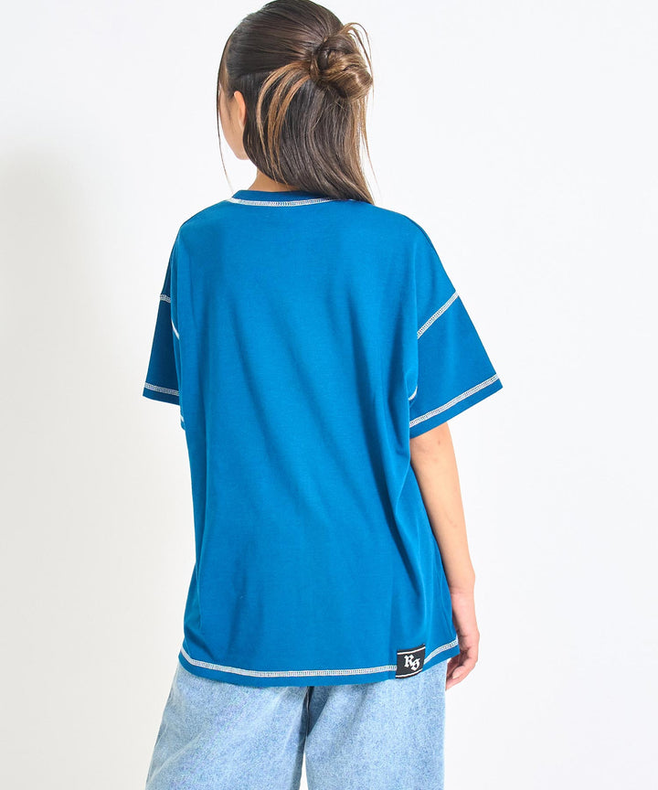 ANAPR+S ステッチ付き カスレ プリント Tシャツ【ユニセックス】 913-7714