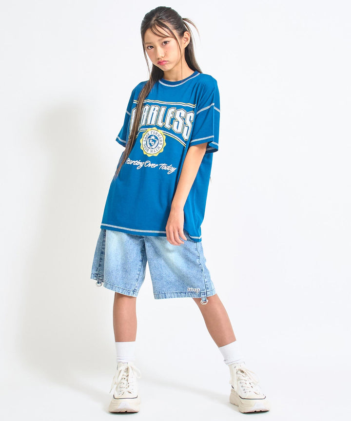 ANAPR+S ステッチ付き カスレ プリント Tシャツ【ユニセックス】 913-7714