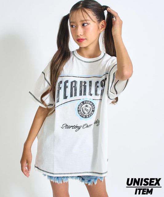 ANAPR+S ステッチ付き カスレ プリント Tシャツ【ユニセックス】 913-7714