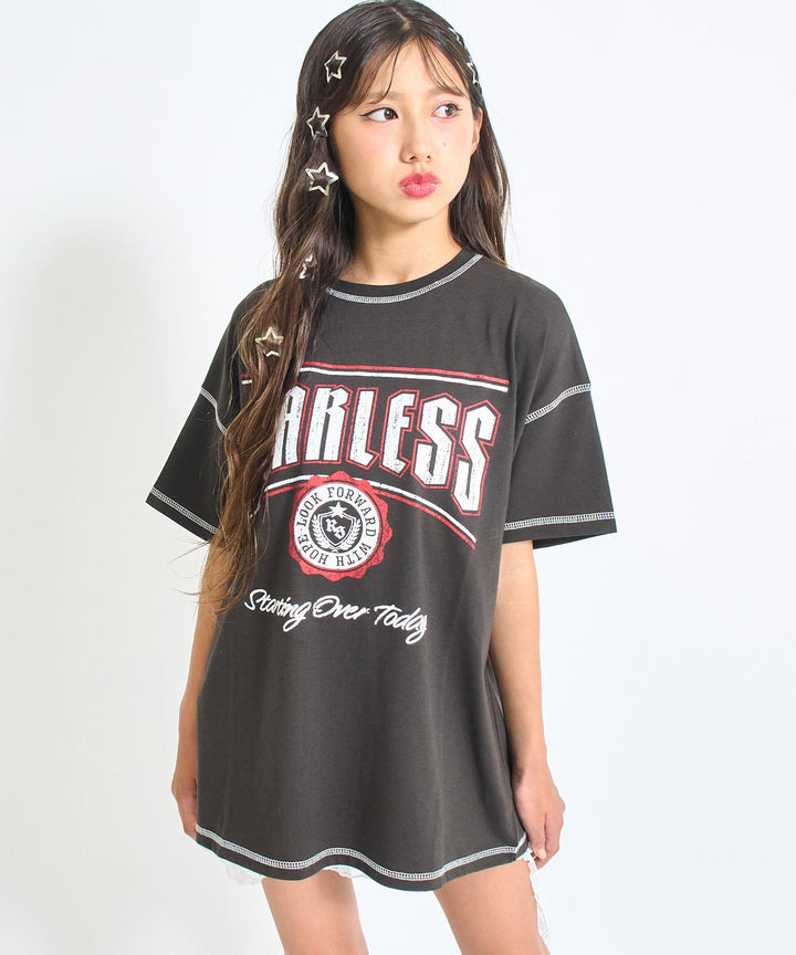 ANAPR+S ステッチ付き カスレ プリント Tシャツ【ユニセックス】 913-7714