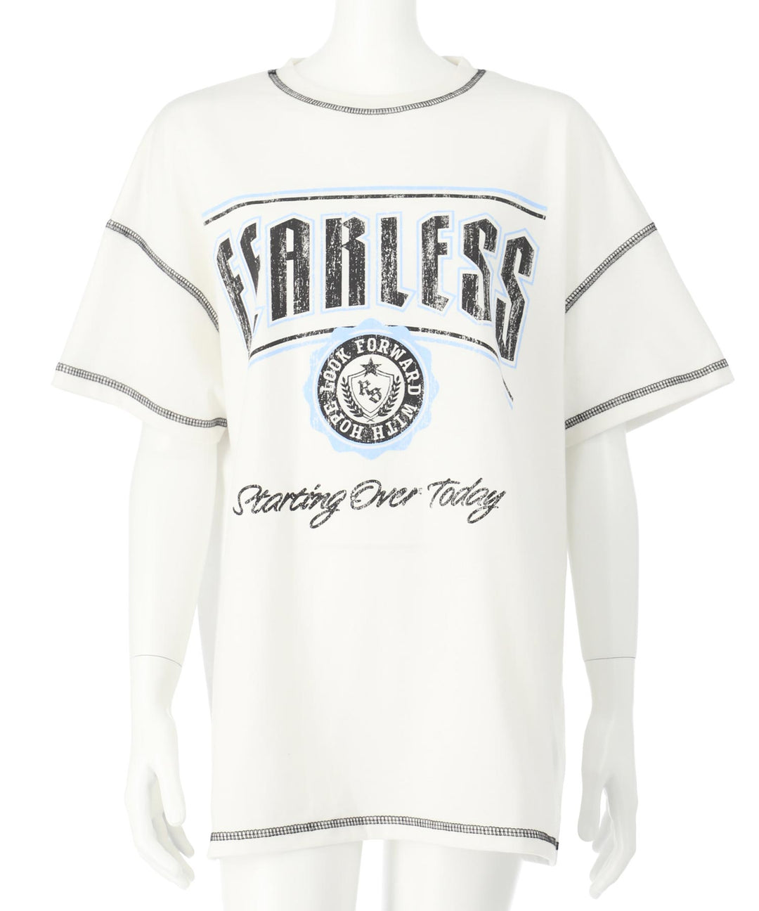 ANAPR+S ステッチ付き カスレ プリント Tシャツ【ユニセックス】 913-7714
