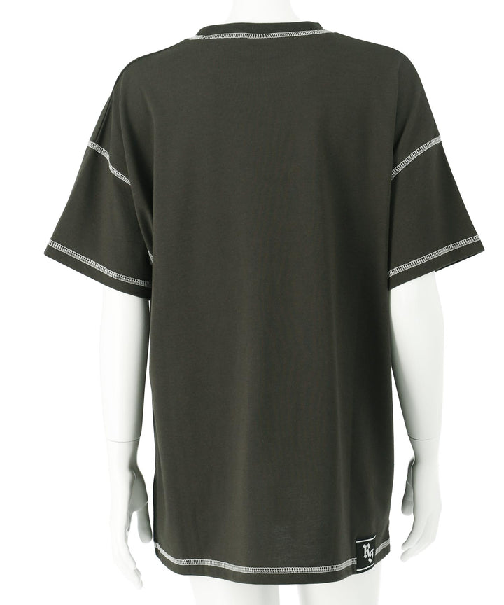 ANAPR+S ステッチ付き カスレ プリント Tシャツ【ユニセックス】 913-7714