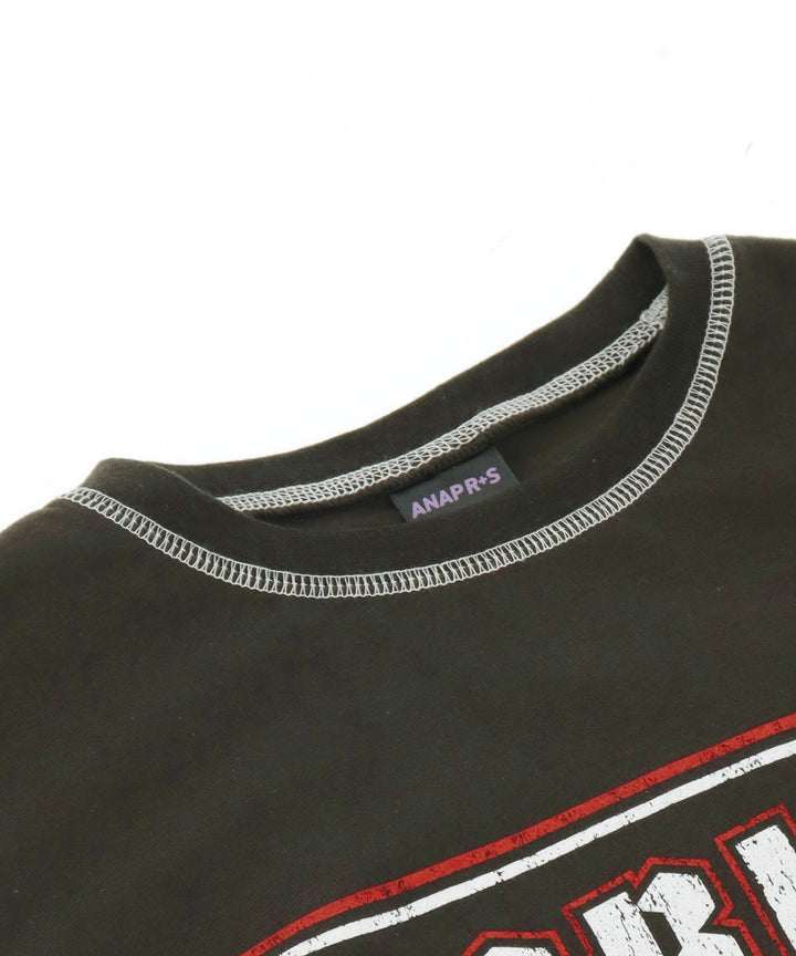 ANAPR+S ステッチ付き カスレ プリント Tシャツ【ユニセックス】 913-7714