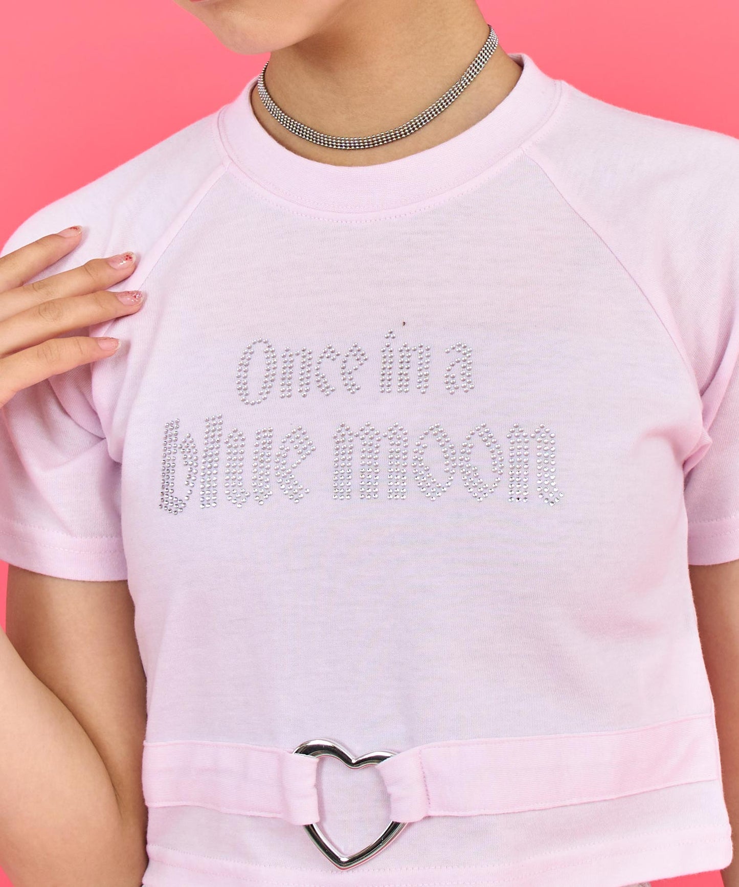 ANAPR+S ハート バックル付 ラインストーン ミニ トップス Tシャツ 913-7723