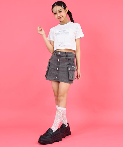 ANAPR+S ハート バックル付 ラインストーン ミニ トップス Tシャツ 913-7723