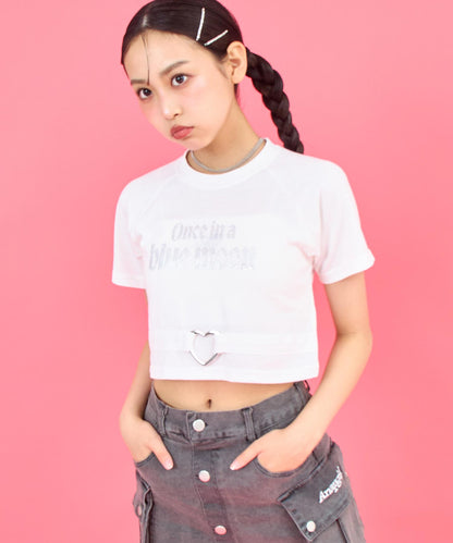 ANAPR+S ハート バックル付 ラインストーン ミニ トップス Tシャツ 913-7723