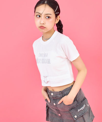 ANAPR+S ハート バックル付 ラインストーン ミニ トップス Tシャツ 913-7723