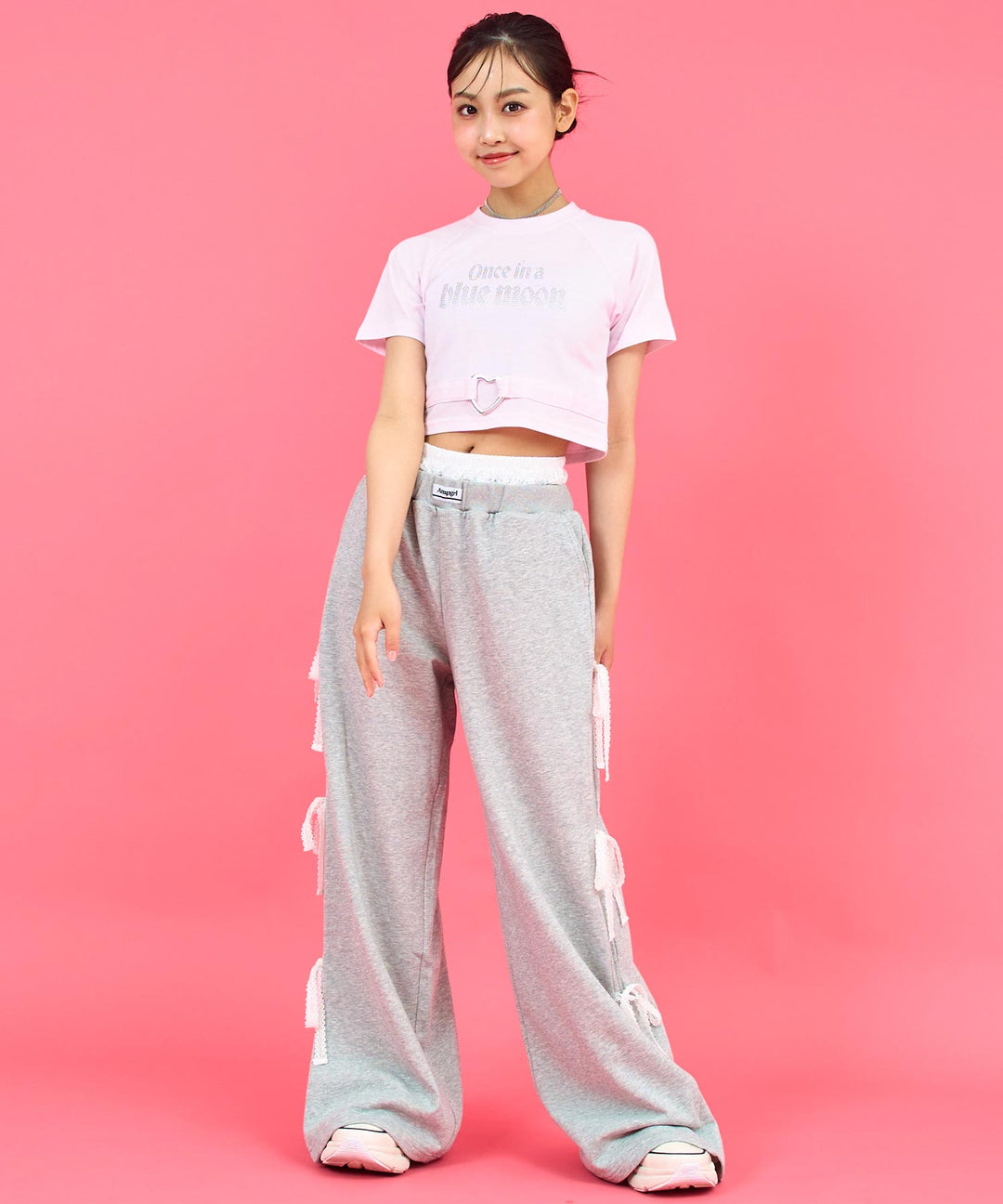 ANAPR+S ハート バックル付 ラインストーン ミニ トップス Tシャツ 913-7723