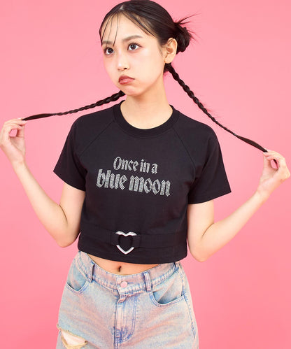ANAPR+S ハート バックル付 ラインストーン ミニ トップス Tシャツ 913-7723
