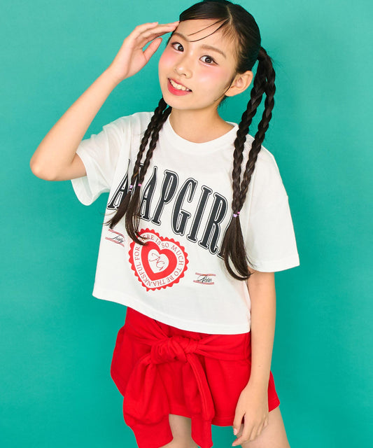 カレッジ プリント クロップド Tシャツ 913-7737