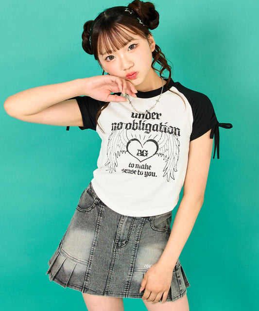 袖 シャーリング ラグラン ミニ Tシャツ 913-7743