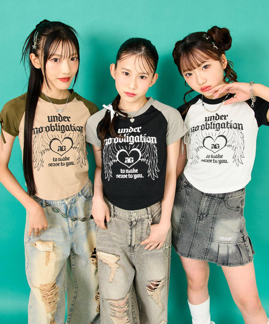 袖 シャーリング ラグラン ミニ Tシャツ 913-7743
