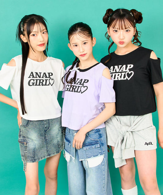 バック クロス  肩アキ デザイン プリント Tシャツ  913-7746