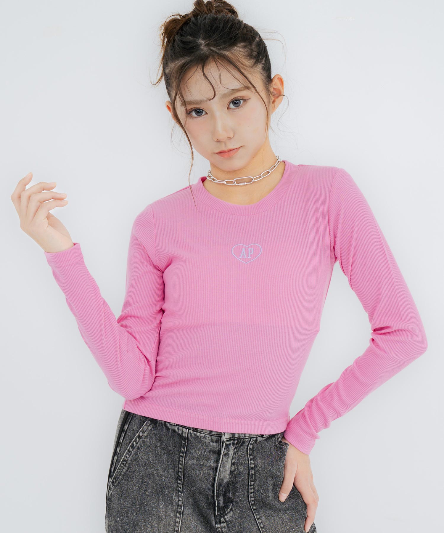 刺繍 ハート ロゴ リブトップス【キッズお揃い】 913-7790 – ANAP