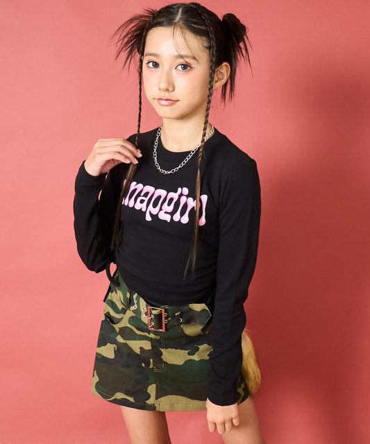 バック 天使の羽 プリント サイドシャーリング トップス 913-7807