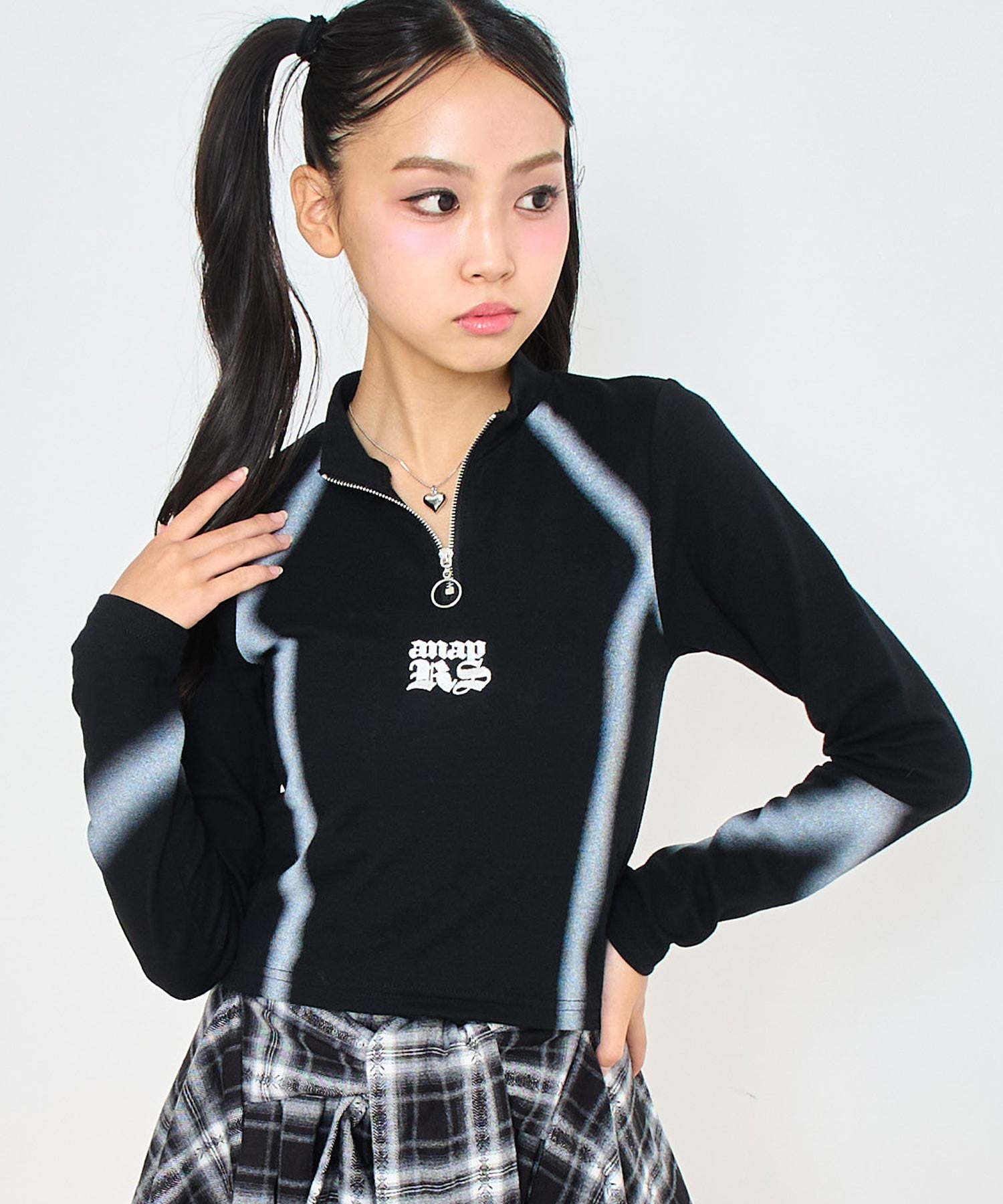 アナナ 21SS ニット×布帛ドッキングフレアプルオーバー トップス F 黒 ケーブル編袖布帛ドッキング長袖ニット | AND ON JIONE STORE