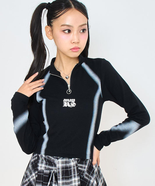 ANAPR＋S ペイント プリント ハーフジップ トップス 913-7819