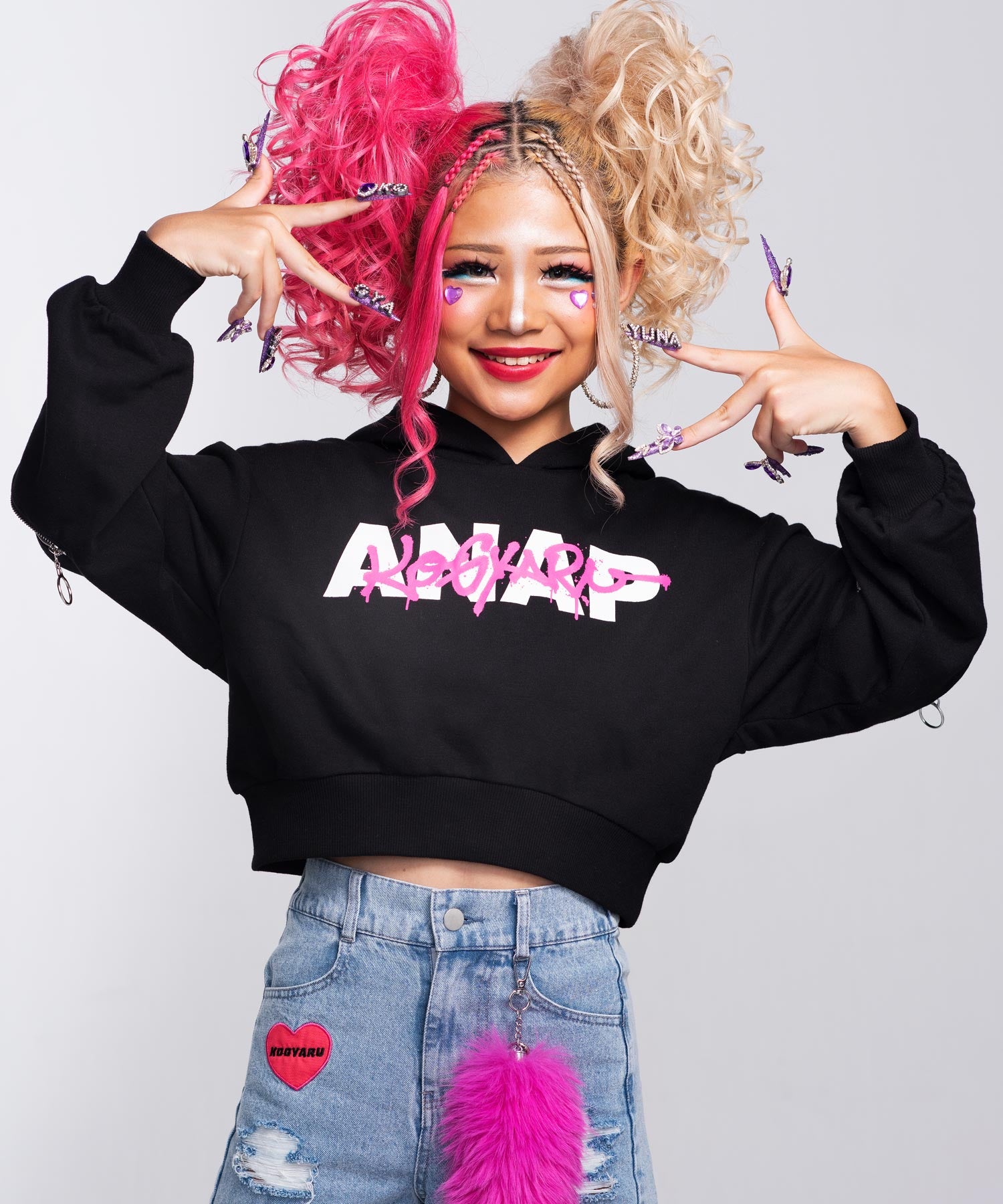 KOGYARU×ANAP ジップ付クロップド スウェットパーカー 913-7827 – ANAP