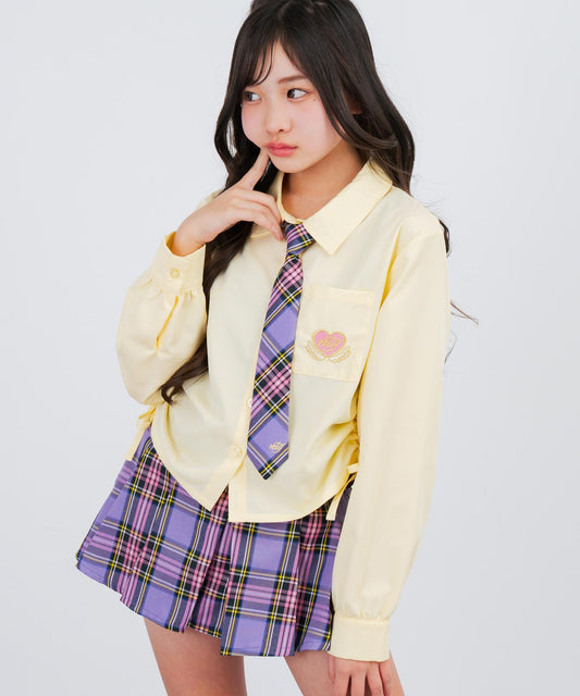 刺繍入 サイドシャーリング シャツ 913-7847