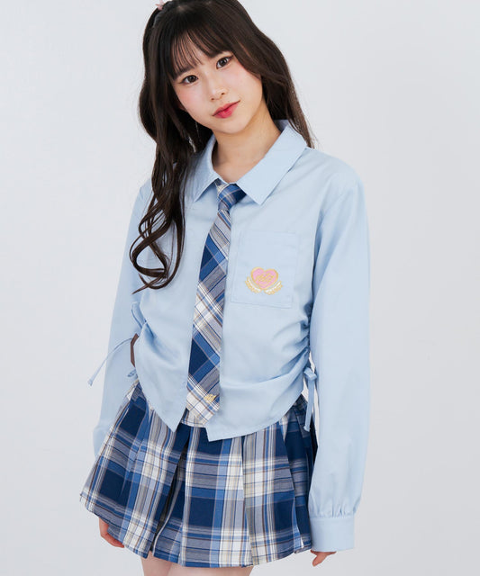 刺繍入 サイドシャーリング シャツ 913-7847