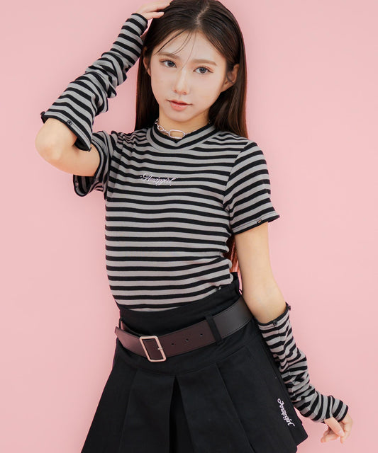 マルチWAY ミニハイネック リブ トップス  913-7856