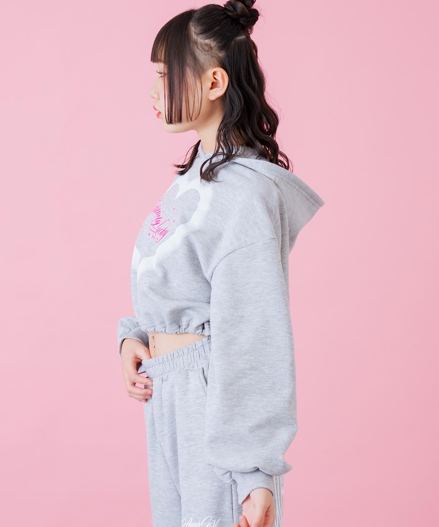 オーバー クロップド ラメ スウェット パーカー 【別売りセットアップ