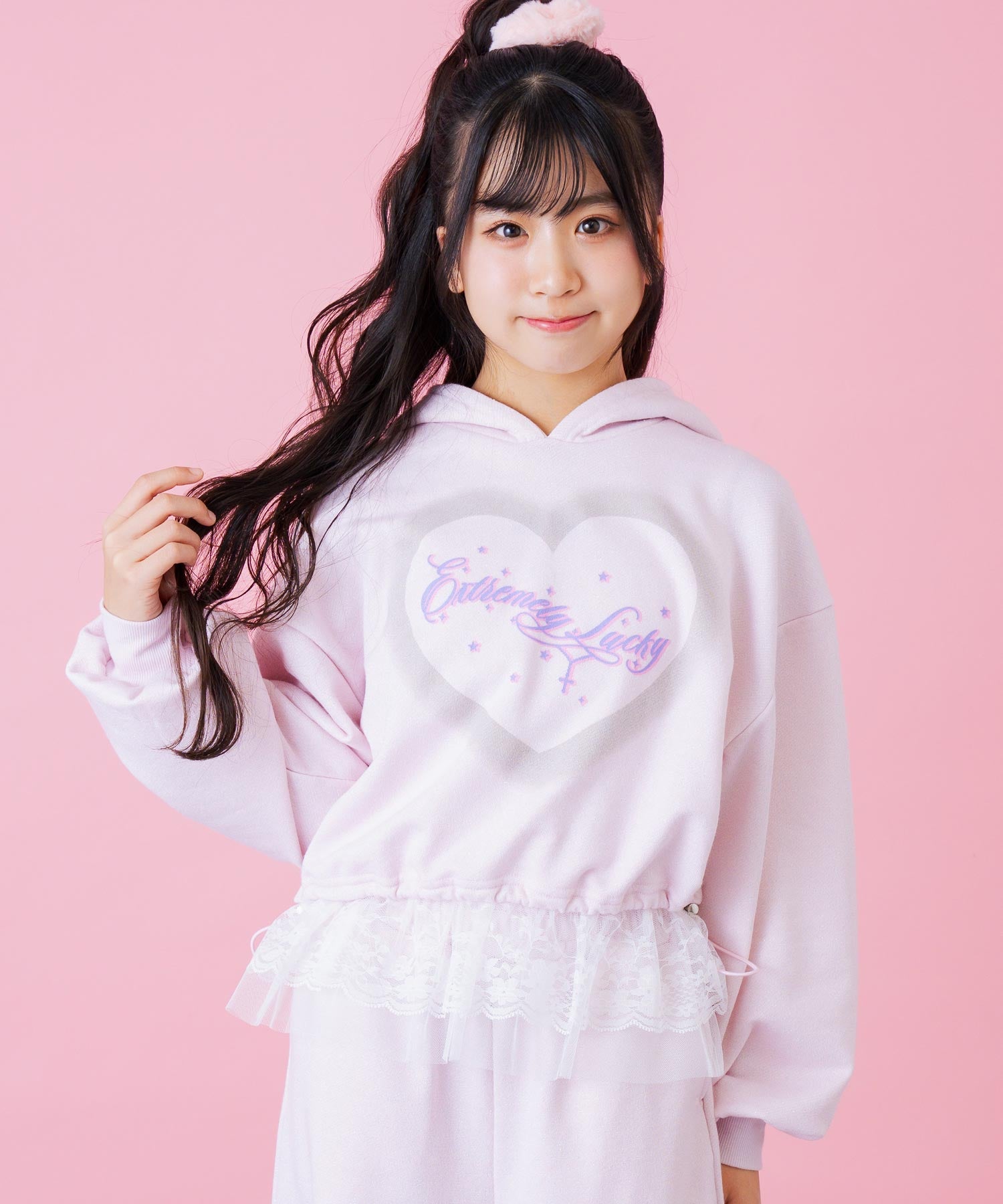 オーバー クロップド ラメ スウェット パーカー 【別売りセットアップ