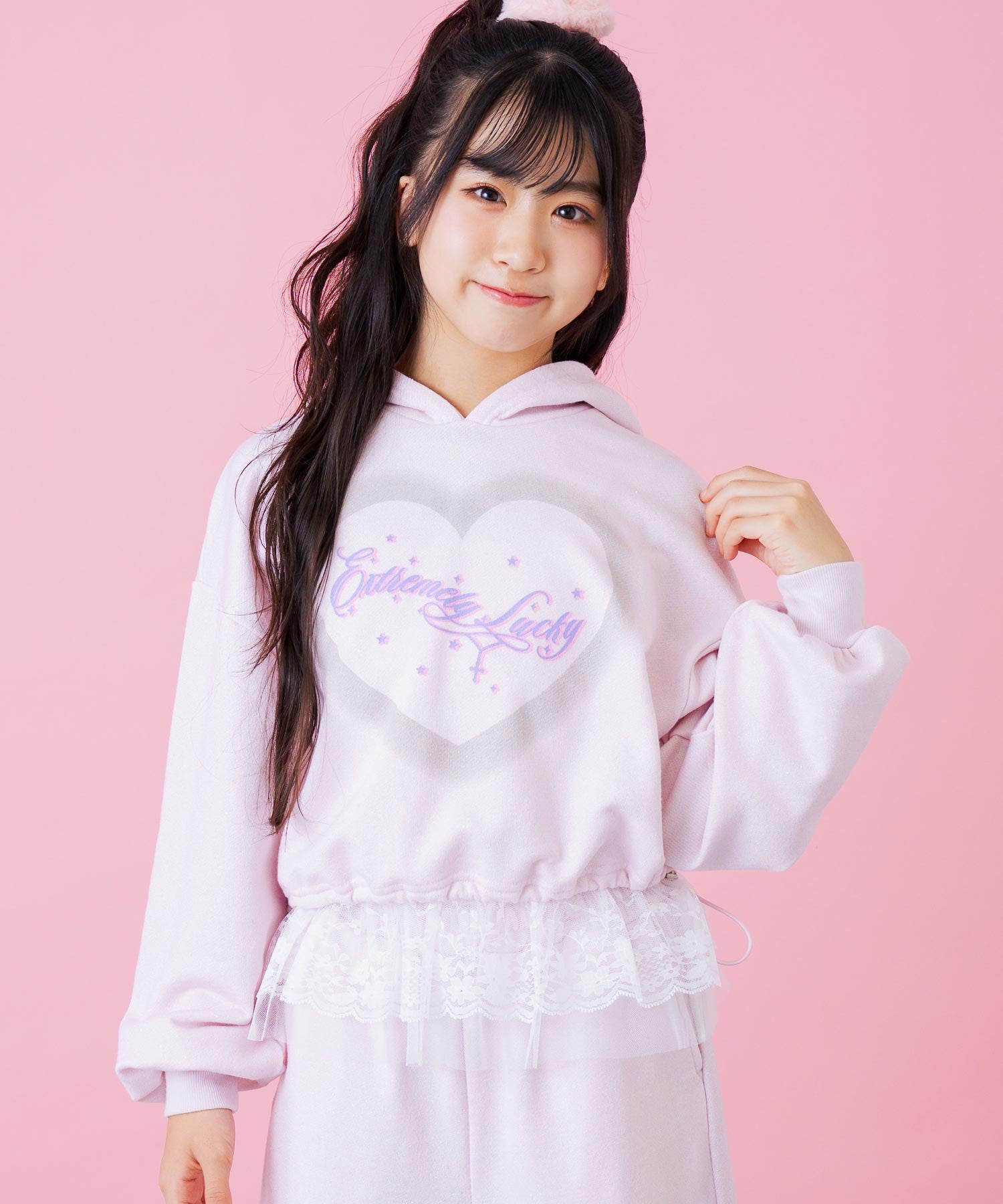 オーバー クロップド ラメ スウェット パーカー 【別売りセットアップ