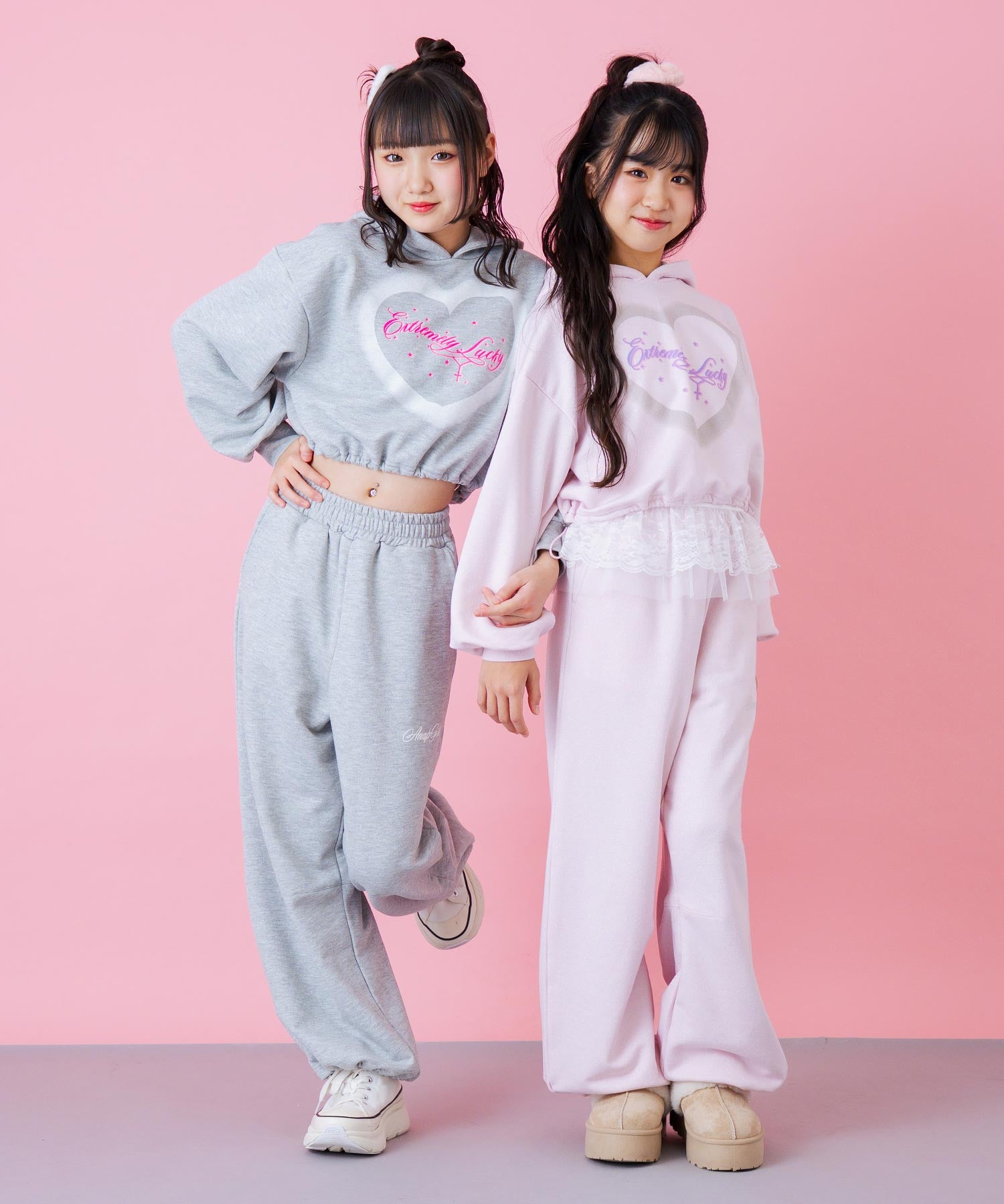 オーバー クロップド ラメ スウェット パーカー 【別売りセットアップ