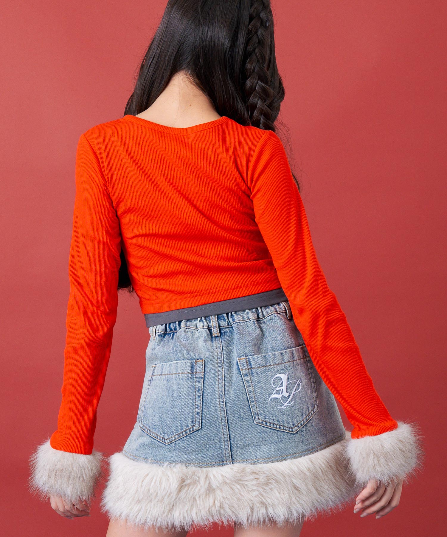 レッキスファースリーブトップ レッド 36 レッドクロップファー - ジャケット - TTSTUDIO | 60% - アジア