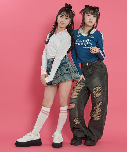 オフホワイト(Sサイズ着用/身長：約149cm)
ネイビー(Sサイズ着用/身長：約154cm)